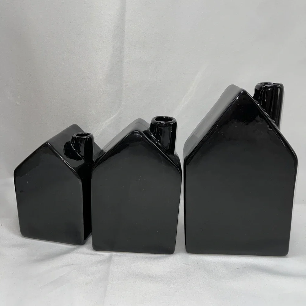 Halloween Black House Bud Vase Set Spooky